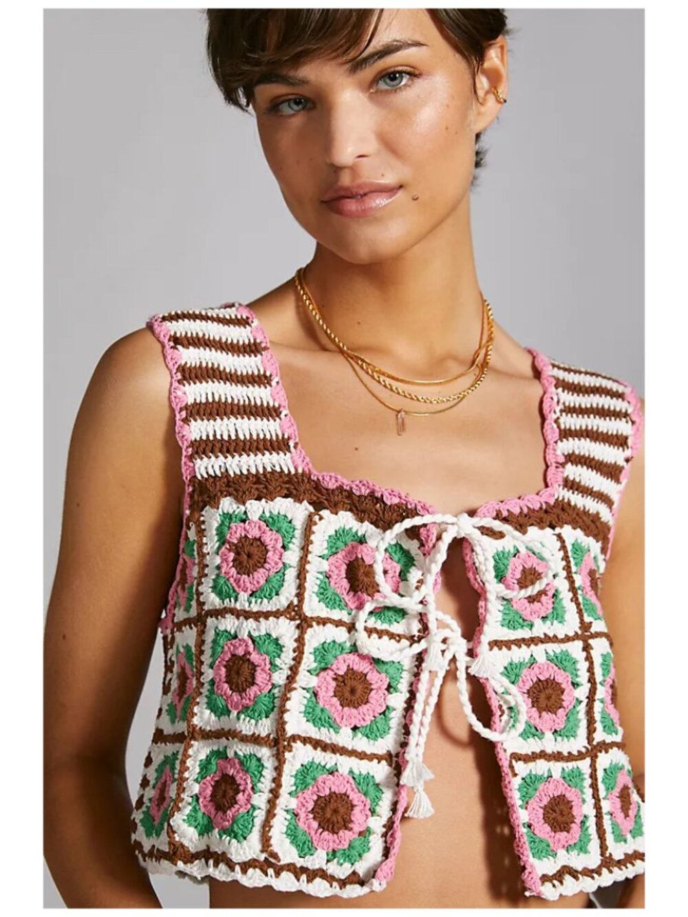 ANTHROPOLOGIE | 100% Cotton Multi Colored Crochet Reversible Tank | NWT - Picture 4 of 10